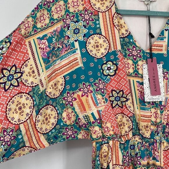 Andree By Unit Women's Long-Sleeve Bohemian Print A-Line Dress Multi-Color Small - Picture 6 of 13